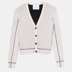 NEW MARIA MCMANUS REVERSIBLE CARDIGAN in Crema and Black Dot XS